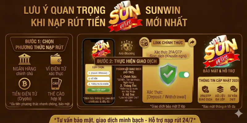Lưu ý quan trọng khi nạp rút tiền Sunwin
